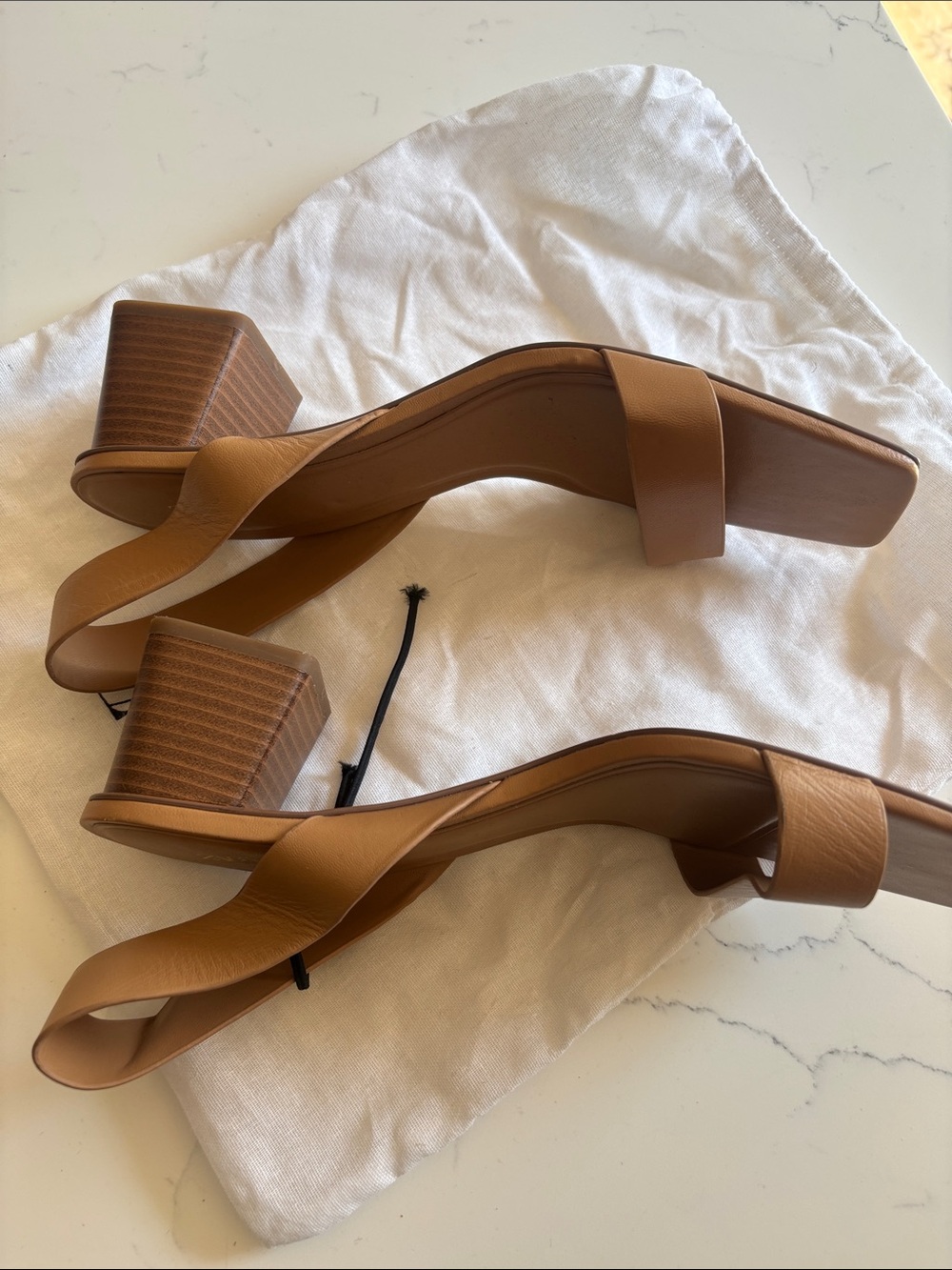 Zara Camel/Tan Slingback Block Heel Sandals - Picture 4 of 5